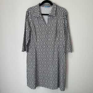 J. LcLAUGHLIN 3/4 Sleeve Catalina Cloth Geometric Aztec Dress XL Office School